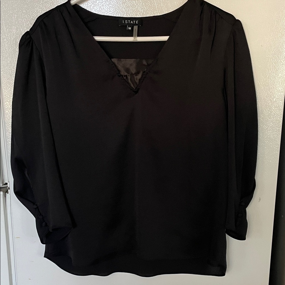 NWT 1. State Medium Women's Elegant Black Blouse
